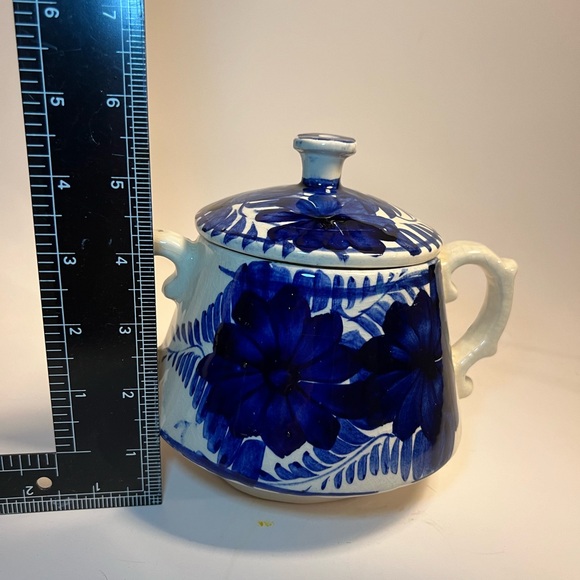 Mexican Talavera Pottery Creamer Pitcher Blue & White - Picture 4 of 16